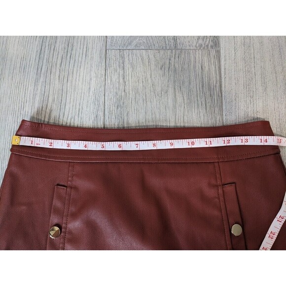 Loft Faux Leather Mini Skirt Brown Rust Size 4P - Picture 7 of 8